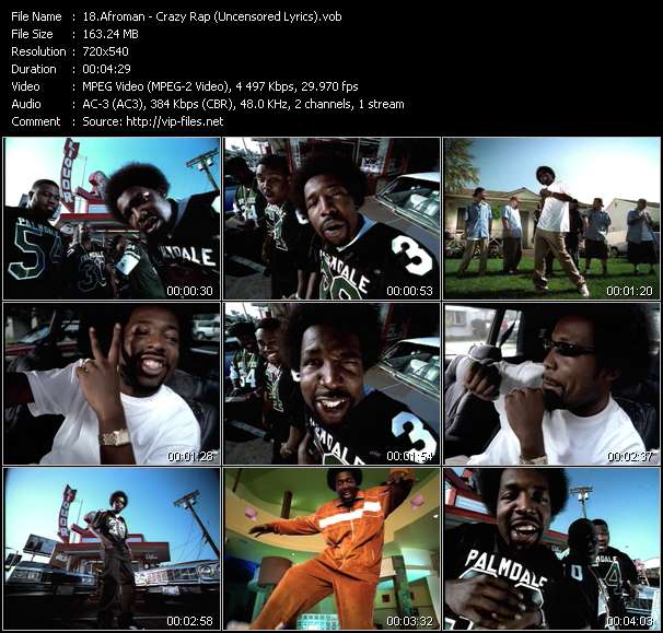 Afroman video ”Crazy Rap (Uncensored Lyrics)” from dvd ”ETV Network Vital Dance 9052 January 2002”