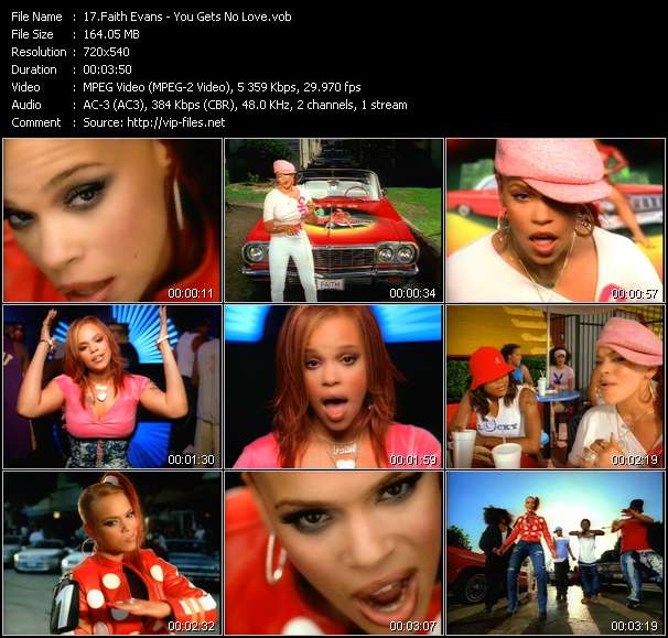 Faith Evans video ”You Gets No Love” from dvd ”ETV Network Vital Dance 9049 October 2001”