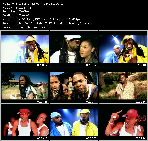 Busta Rhymes video ”Break Ya Neck” from dvd ”ETV Network Vital Dance 9051 December 2001”