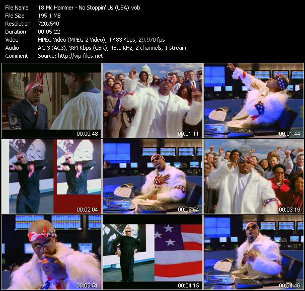 Mc Hammer video ”No Stoppin' Us (USA)” from dvd ”ETV Network Vital Dance 9051 December 2001”