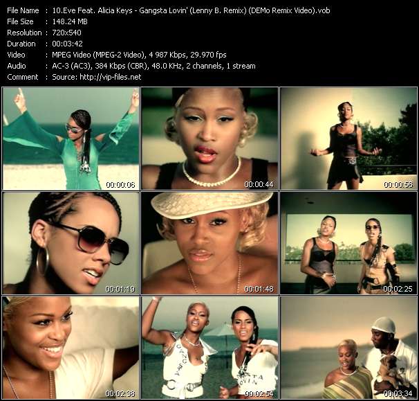 Eve Feat. Alicia Keys video ”Gangsta Lovin' (Lenny B. Remix) (DEMo Remix Video)” from dvd ”ETV Network Vital Dance 9063 December 2002”