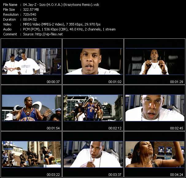 Jay-Z video ”Izzo (H.O.V.A.) (Krazytoons Remix)” from dvd ”Krazytoons Remix VJ Tools Old School Classic Edition Vol.10”