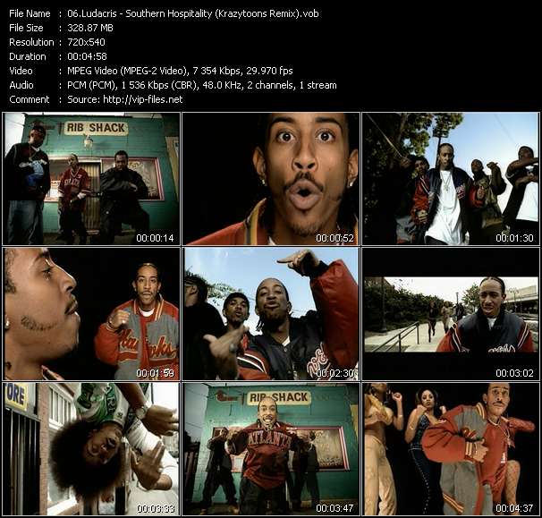 Ludacris video ”Southern Hospitality (Krazytoons Remix)” from dvd ”Krazytoons Remix VJ Tools Old School Classic Edition Vol.10”