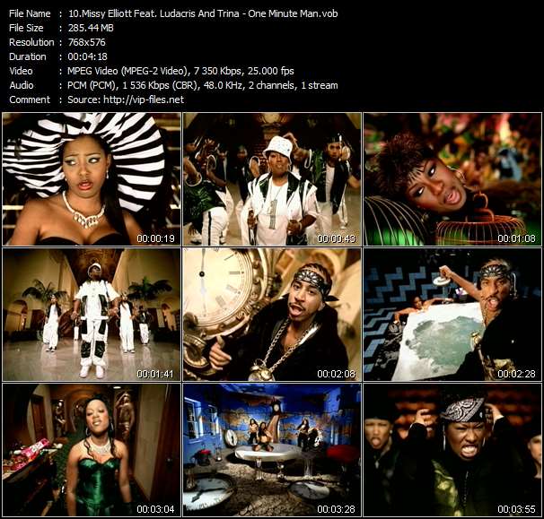 Missy Elliott Feat. Ludacris And Trina video ”One Minute Man” from dvd ”Missy Elliott. Respect M.E. The Video Collection”