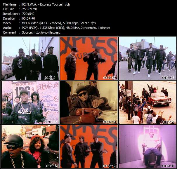 N.W.A. video ”Express Yourself” from dvd ”N.W.A. The Strength Of Street Knowledge. The Best Of N.W.A.”