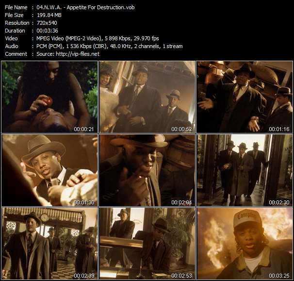 N.W.A. video ”Appetite For Destruction” from dvd ”N.W.A. The Strength Of Street Knowledge. The Best Of N.W.A.”