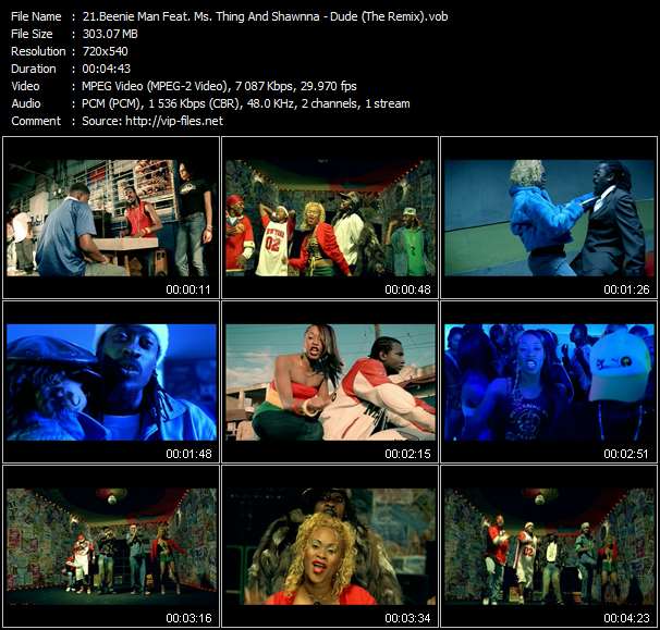 Beenie Man Feat. Ms. Thing And Shawnna video ”Dude (The Remix)” from dvd ”Hot Video April 2004”