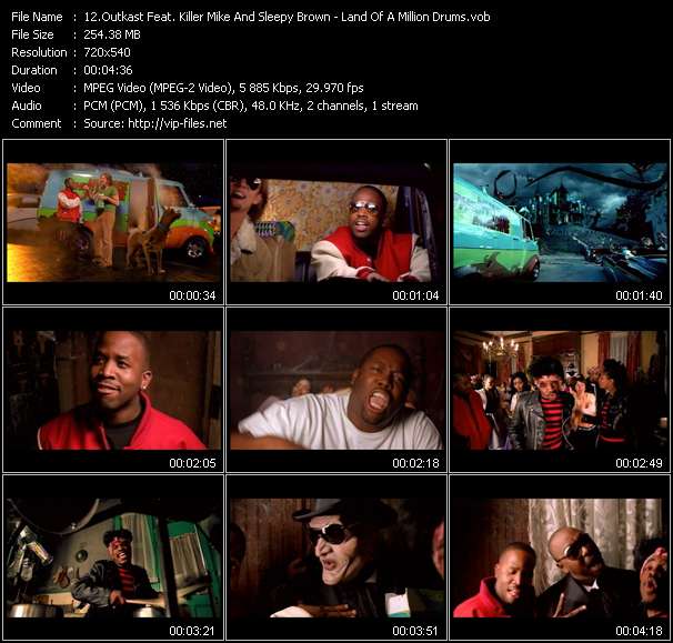 Outkast Feat. Killer Mike And Sleepy Brown video ”Land Of A Million Drums” from dvd ”Hot Video July 2002”