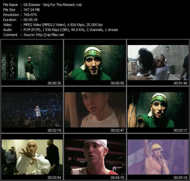 Eminem video ”Sing For The Moment” from dvd ”UK Chart Video March 2003”