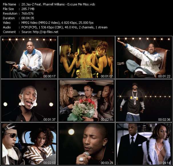 Jay-Z Feat. Pharrell Williams video ”Excuse Me Miss” from dvd ”UK Chart Video May 2003”