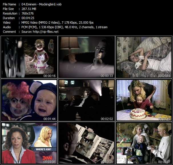 Eminem video ”Mockingbird” from dvd ”UK Chart Video May 2005”