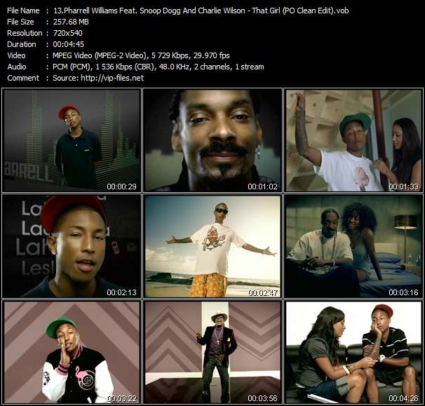 Pharrell Williams Feat. Snoop Dogg And Charlie Wilson video ”That Girl (PO Clean Edit)” from dvd ”Urban Video January 2007”