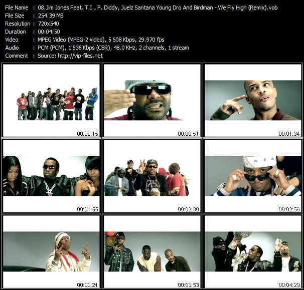 Jim Jones Feat. T.I., P. Diddy (Puff Daddy), Juelz Santana, Young Dro And Birdman video ”We Fly High (Remix)” from dvd ”Urban Video February 2007”