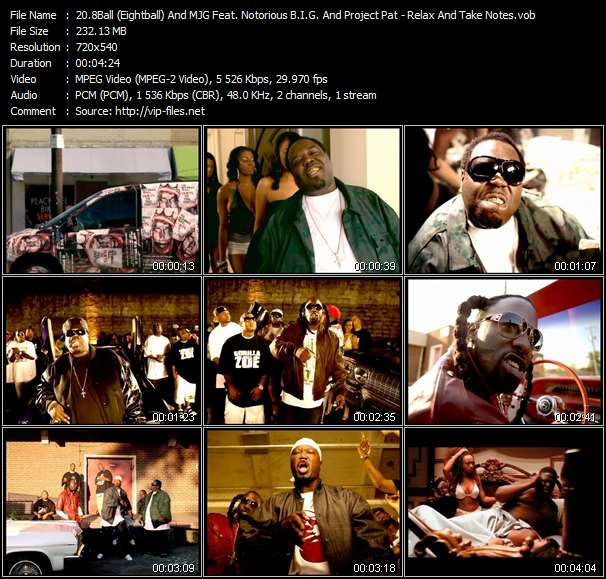 8Ball (Eightball) And MJG Feat. Notorious B.I.G. And Project Pat video ”Relax And Take Notes” from dvd ”Urban Video February 2007”