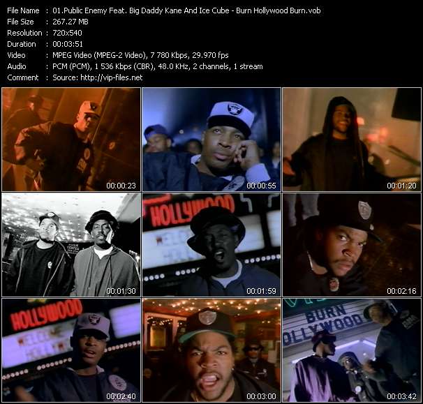 Public Enemy Feat. Big Daddy Kane And Ice Cube video ”Burn Hollywood Burn” from dvd ”Rock America Urban January 1991”