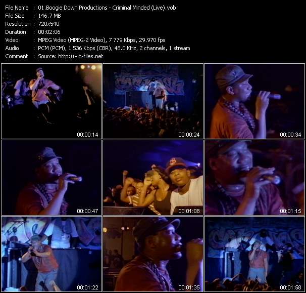 Boogie Down Productions video ”Criminal Minded (Live)” from dvd ”Rock America Urban February 1991”