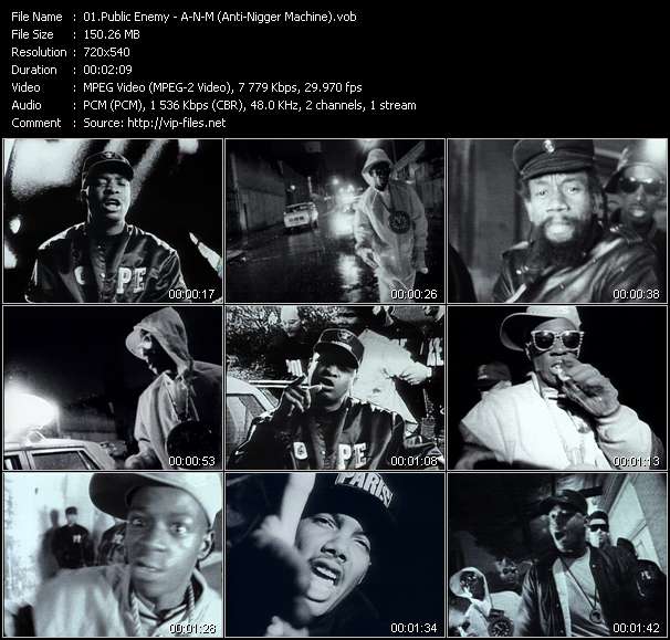 Public Enemy video ”A-N-M (Anti-Nigger Machine)” from dvd ”Rock America Urban October 1990”