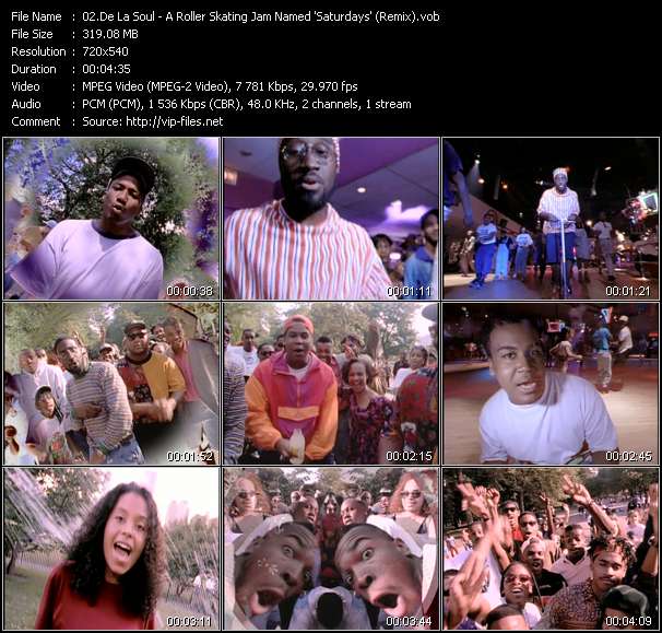 De La Soul video ”A Roller Skating Jam Named 'Saturdays' (Remix)” from dvd ”Rock America Urban October 1991”