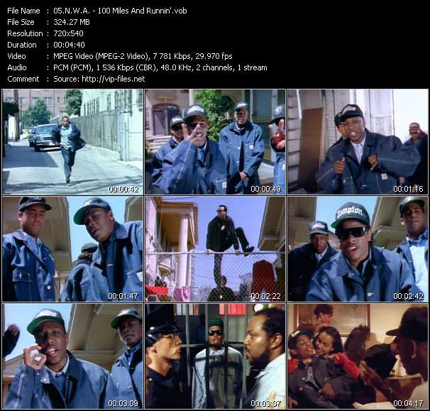 N.W.A. video ”100 Miles And Runnin'” from dvd ”Rock America Urban November 1990”