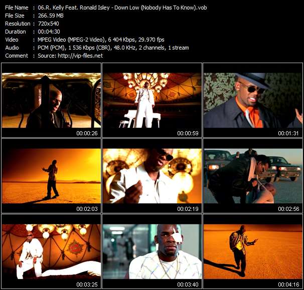 R. Kelly Feat. Ronald Isley video ”Down Low (Nobody Has To Know)” from dvd ”R. Kelly. The R. In R'n'B. The Greatest Hits Video Collection.”