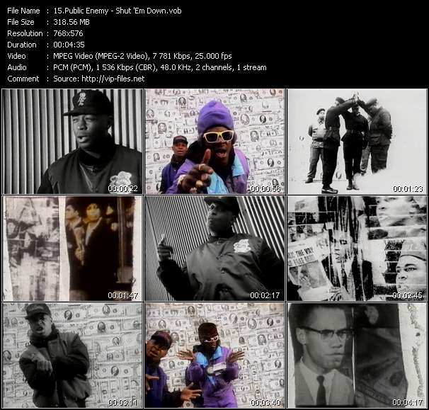 Public Enemy video ”Shut 'Em Down” from dvd ”The Video Pool UK February 1992”