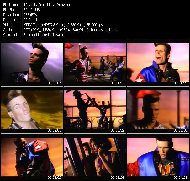 Vanilla Ice video ”I Love You” from dvd ”The Video Pool UK April 1991”