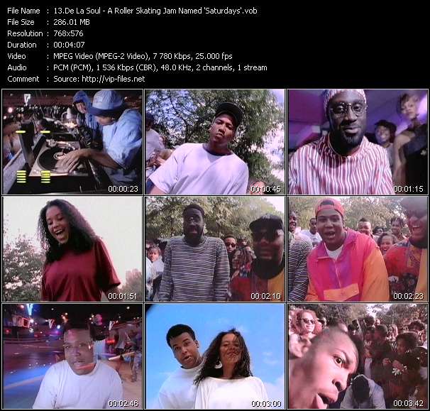 De La Soul video ”A Roller Skating Jam Named 'Saturdays'” from dvd ”The Video Pool UK August 1991”