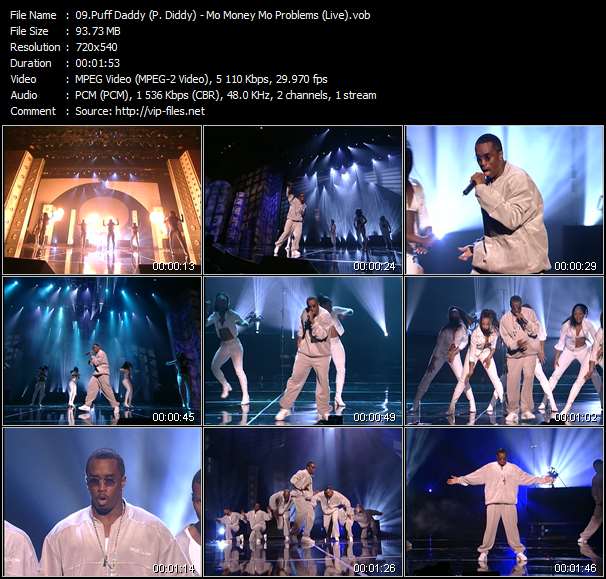 Puff Daddy (P. Diddy) video ”Mo Money Mo Problems (Live) (From "Arista Records 25th Anniversary Celebration" April 9, 2000)” from dvd ”25 Years Of Number 1 Hits. Arista Records 25th Anniversary Celebration”