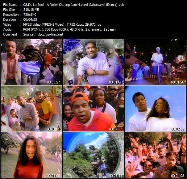 De La Soul video ”A Roller Skating Jam Named 'Saturdays' (Remix)” from dvd ”ETV ET-VideoLink Reel 581. Dance Hits October 1991”
