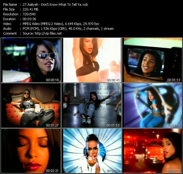 Aaliyah video ”Don't Know What To Tell Ya” from dvd ”Hot Video June 2003”