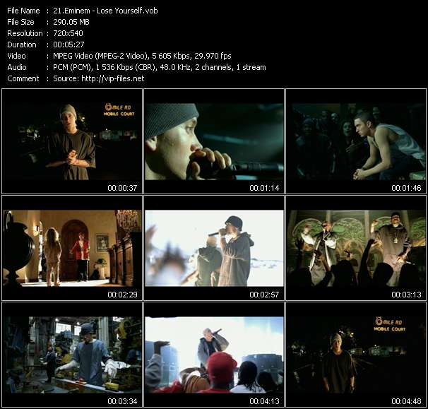 Eminem video ”Lose Yourself” from dvd ”Hot Video December 2002”