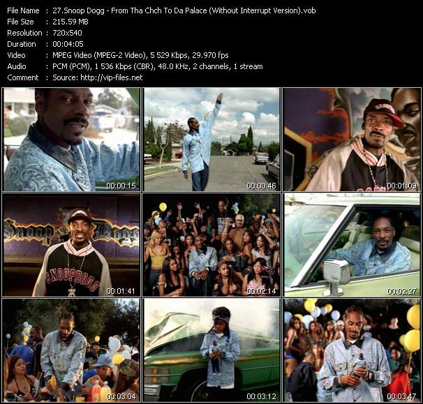 Snoop Dogg video ”From Tha Chch To Da Palace (Without Interrupt Version)” from dvd ”Hot Video December 2002”