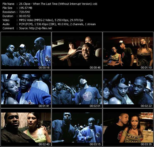 Clipse video ”When The Last Time (Without Interrupt Version)” from dvd ”Hot Video December 2002”