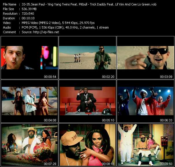 Sean Paul - Ying Yang Twins Feat. Pitbull - Trick Daddy Feat. Lil' Kim And Cee Lo Green video ”We Be Burnin' - Shake - Sugar (Gimme Some)” from dvd ”Urban Video March 2006”