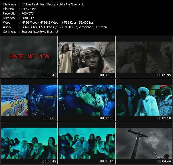Nas Feat. Puff Daddy (P. Diddy) video ”Hate Me Now” from dvd ”Nas Video Anthology Vol.1”