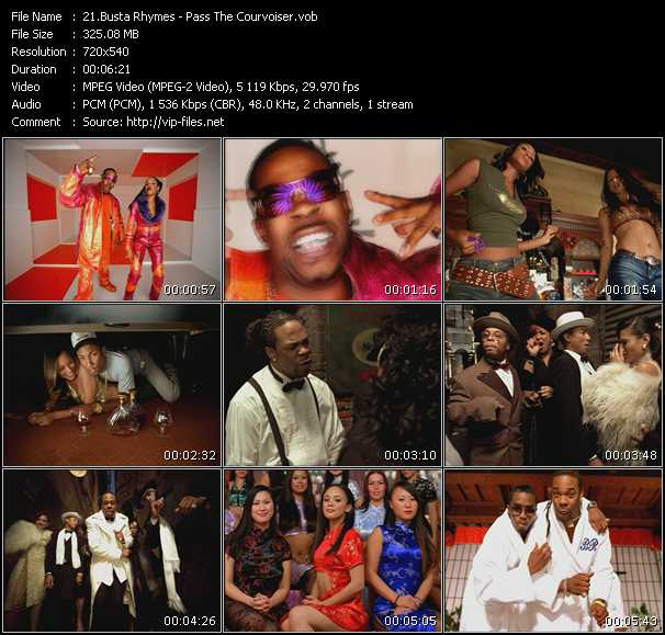 Busta Rhymes Feat. P. Diddy (Puff Daddy) And Pharrell Williams video ”Pass The Courvoisier” from dvd ”Canada Hot Video April 2002”