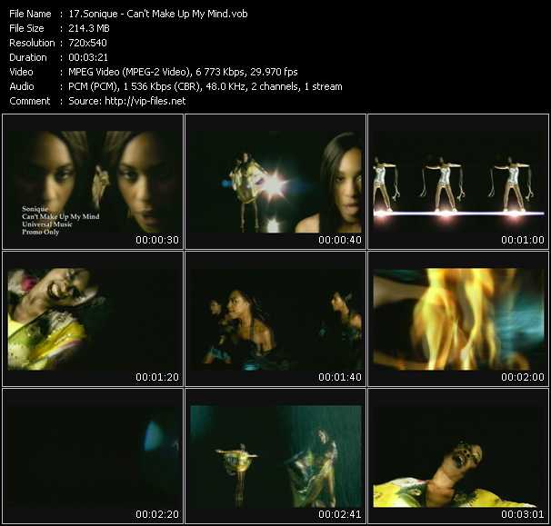 Sonique video ”Can't Make Up My Mind” from dvd ”Canada Hot Video August 2003”
