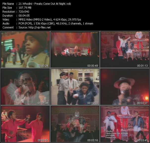 Whodini video ”Freaks Come Out At Night” from dvd ”Old Skool Vol.4”