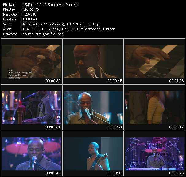 Kem video ”I Can't Stop Loving You” from dvd ”Urban Video March 2005”