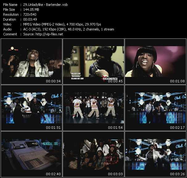 Unladylike video ”Bartender” from dvd ”Rock America Urban April 2009”