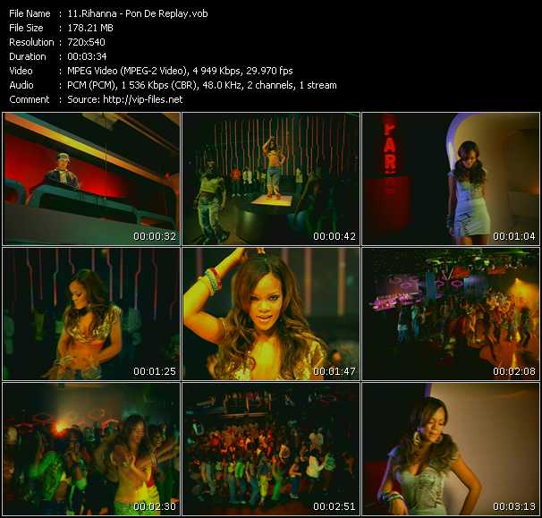 Rihanna video ”Pon De Replay” from dvd ”Screenplay VJ-Pro Classic Vision Best Of 2005 January 2006”