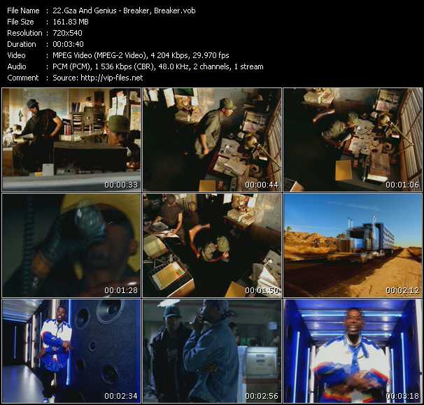 Genius (GZA) video ”Breaker, Breaker” from dvd ”Screenplay VJ-Pro Classic Vision New Skool Vol.3 July 2008”