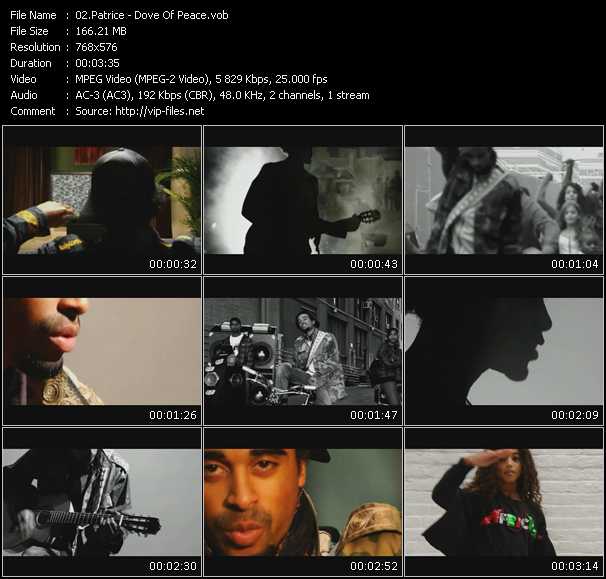 Patrice video ”Dove Of Peace” from dvd ”The Original Blockbusters Videomix Vol.37”