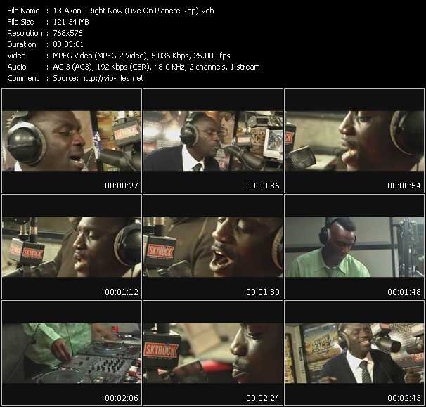 Akon video ”Right Now (Live On Planete Rap)” from dvd ”The Original Blockbusters Videomix Vol.37”