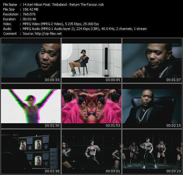Keri Hilson Feat. Timbaland video ”Return The Favour” from dvd ”The Video Pool UK April 2009”