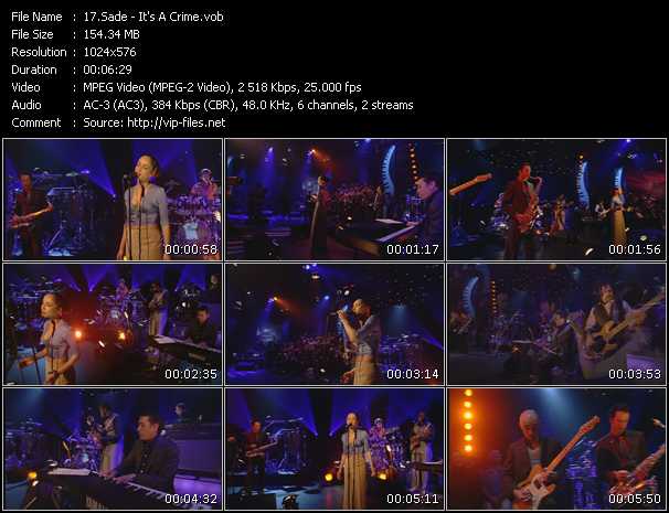 Sade video ”It's A Crime (From "Later With Jools Holland")” from dvd ”Later... With Jools Holland. Best Of Hip Hop And Soul”