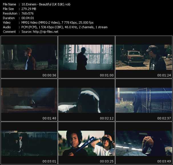 Eminem video ”Beautiful (UK Edit)” from dvd ”MixMash Urban August 2009”