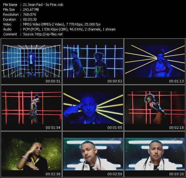 Sean Paul video ”So Fine” from dvd ”MixMash Urban August 2009”