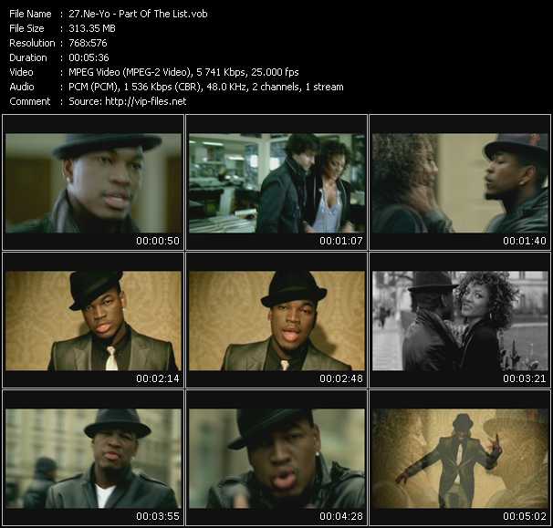 Ne-Yo video ”Part Of The List” from dvd ”UK Chart Video June 2009”