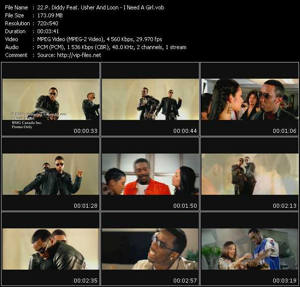 P. Diddy (Puff Daddy) Feat. Usher And Loon video ”I Need A Girl, Part 1” from dvd ”Canada Hot Video May 2002”